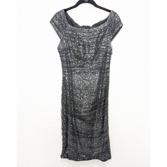 Lauren Ralph Lauren Gray Sequin Mesh Dress Size 6 - Picture 2 of 13